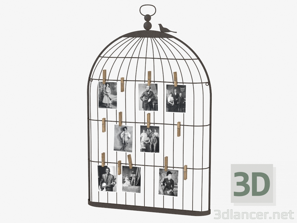 3d model Marco de fotos METAL BIRD CAGE SHAPE CARD & PHOT HOLDER - vista previa