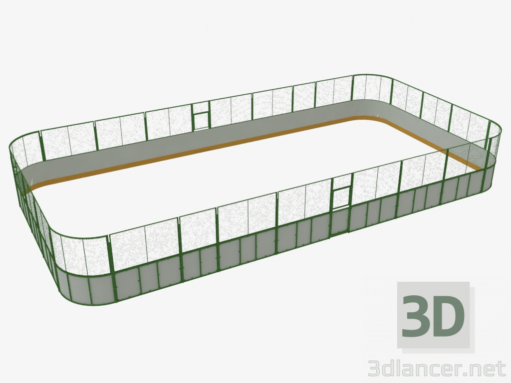 3D Modell Hockeyplatz (Kunststoff, Raster um den Umfang von 20x10) (7932) - Vorschau