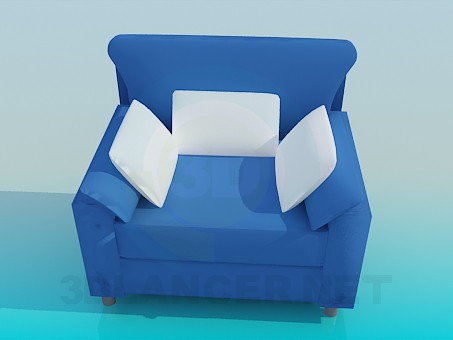 3d model Asiento ancho con tres cojines - vista previa