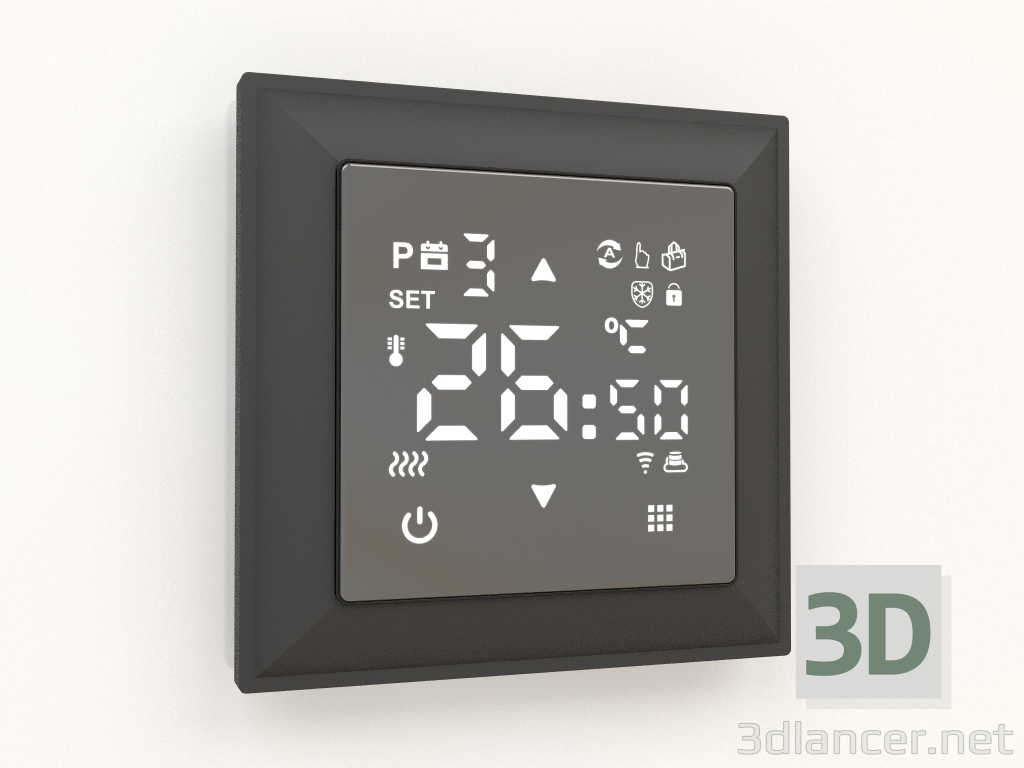 3d model Termostato táctil inteligente para suelo radiante (negro mate) - vista previa