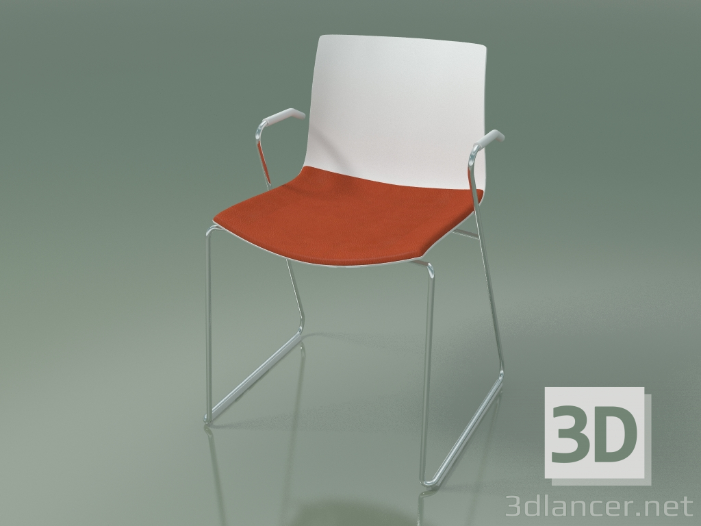 3d model Chair 0454 (on a slide with armrests, with a pillow on the seat, polypropylene PO00101) - preview