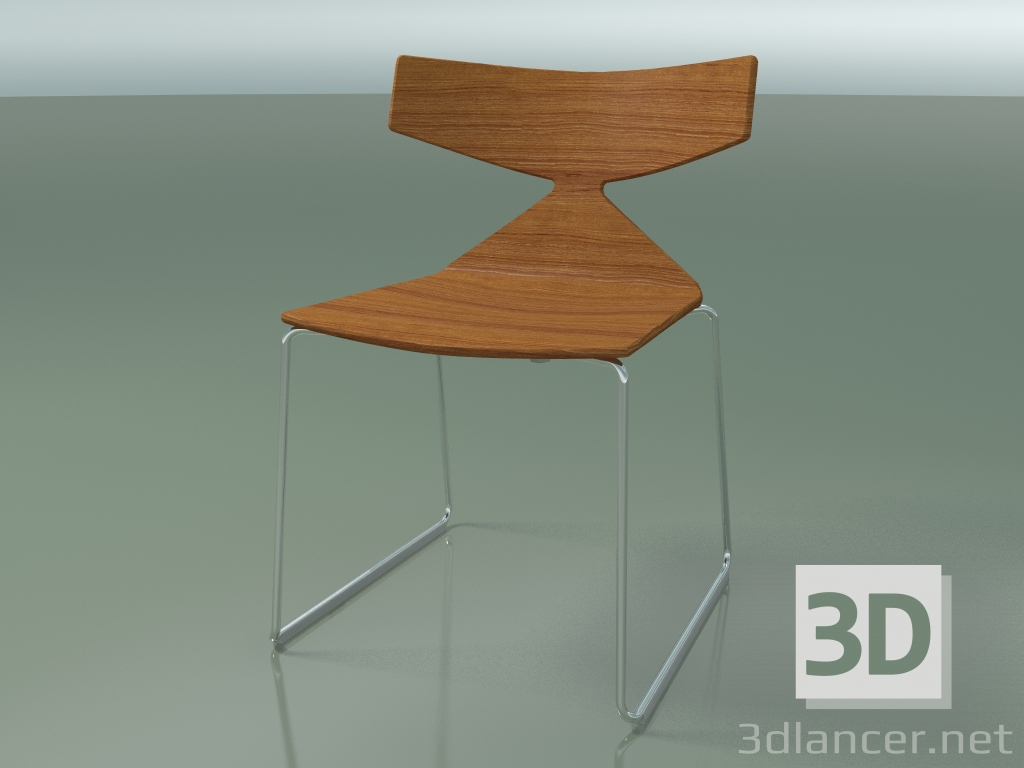 Modelo 3d Cadeira empilhável 3702 (em um trenó, efeito Teak, CRO) - preview