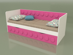 Divano letto per adolescenti con 1 cassetto (Rosa)