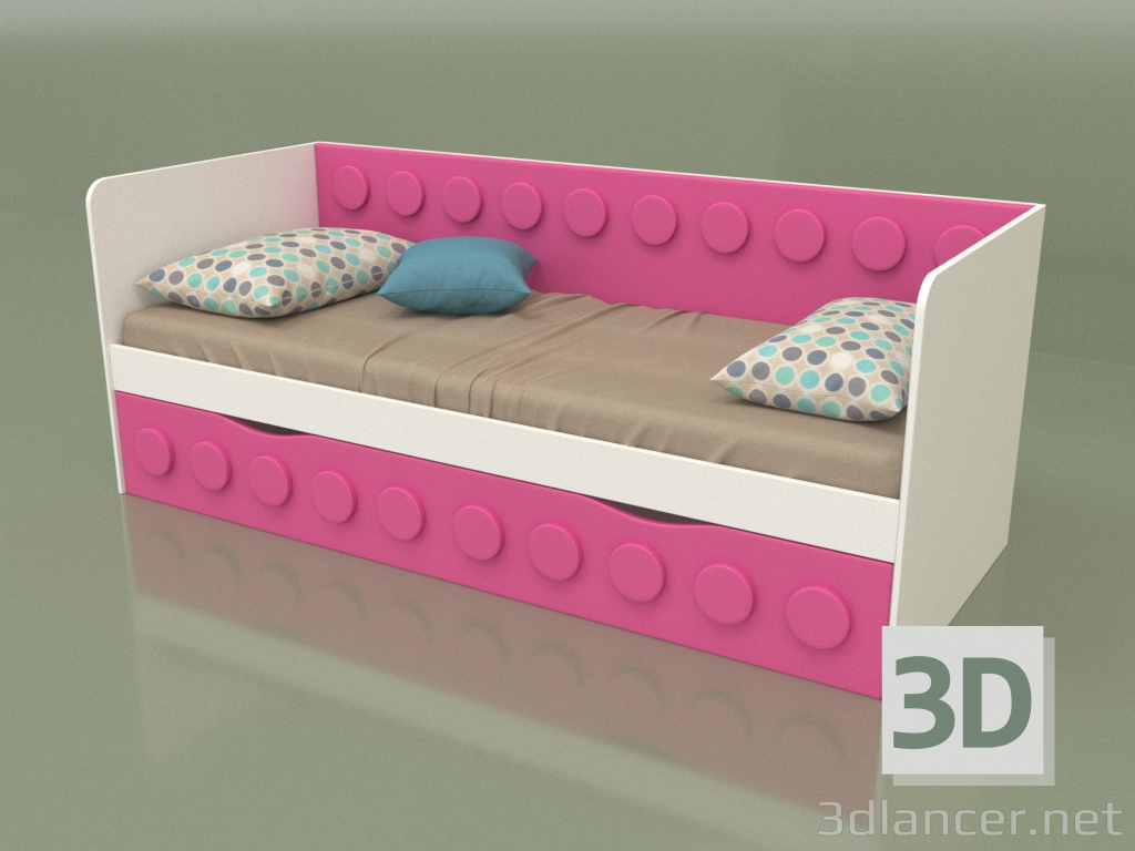 3D Modell Schlafsofa für Teenager mit 1 Schublade (Rosa) - Vorschau