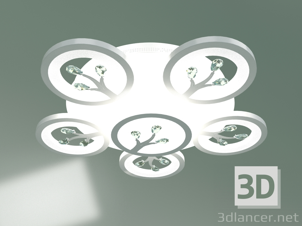 modello 3D Lampadario a LED da soffitto Albero 90142-6 (bianco) - anteprima