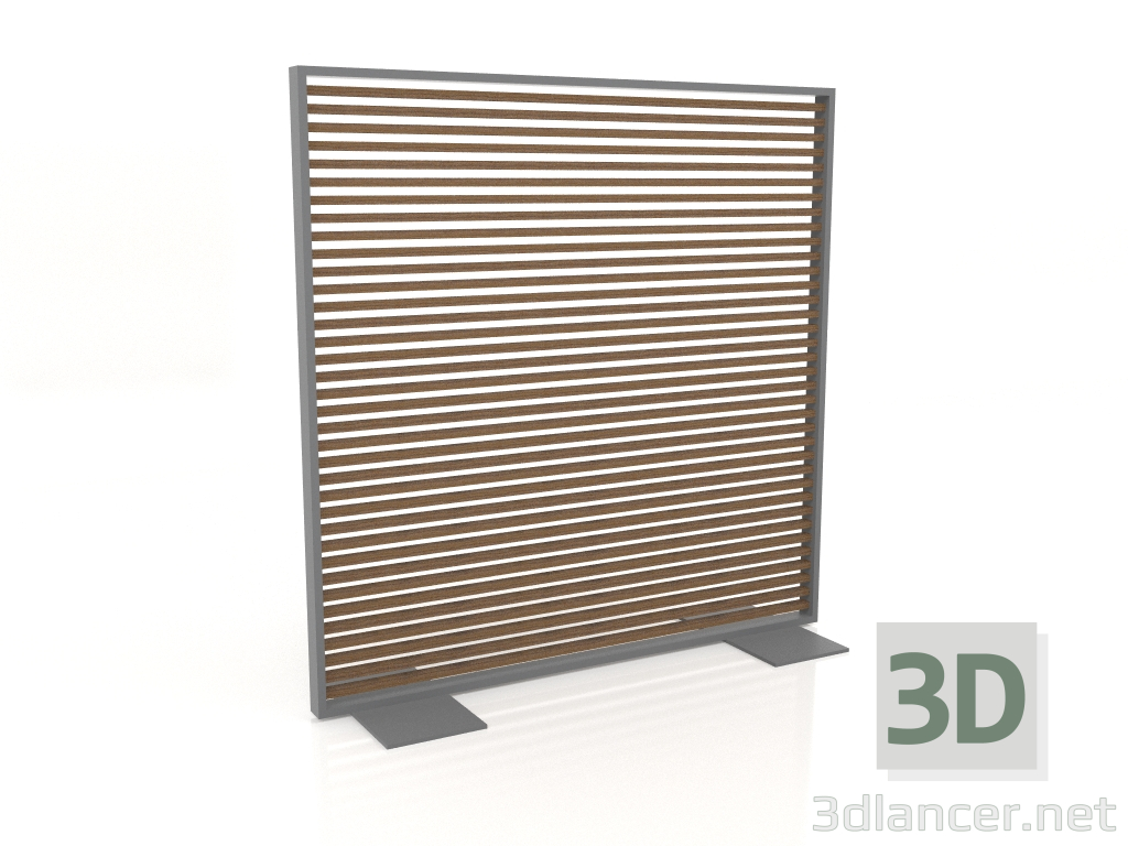 3D Modell Trennwand aus Kunstholz und Aluminium 150x150 (Teak, Anthrazit) - Vorschau