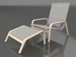 Lounge chair with high back and pouf (Sand)