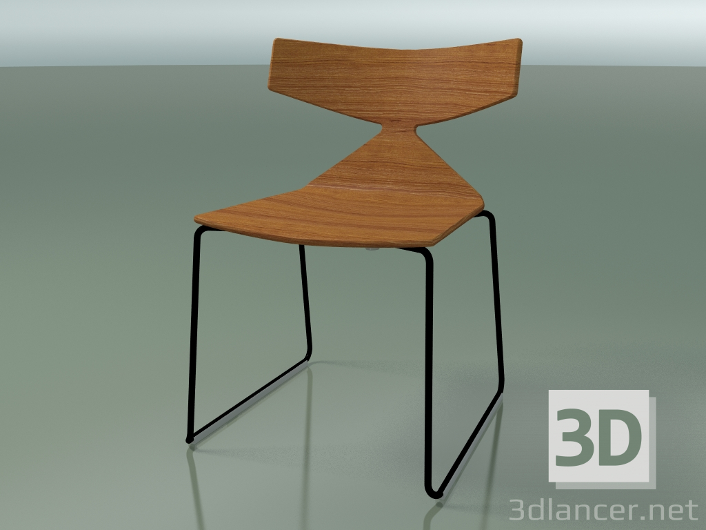 Modelo 3d Cadeira empilhável 3702 (em um trenó, efeito Teak, V39) - preview