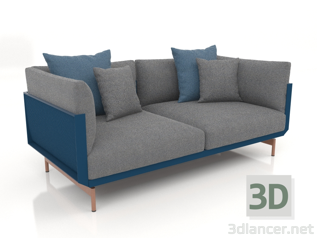 3d model 2-seater sofa (Grey blue) - preview