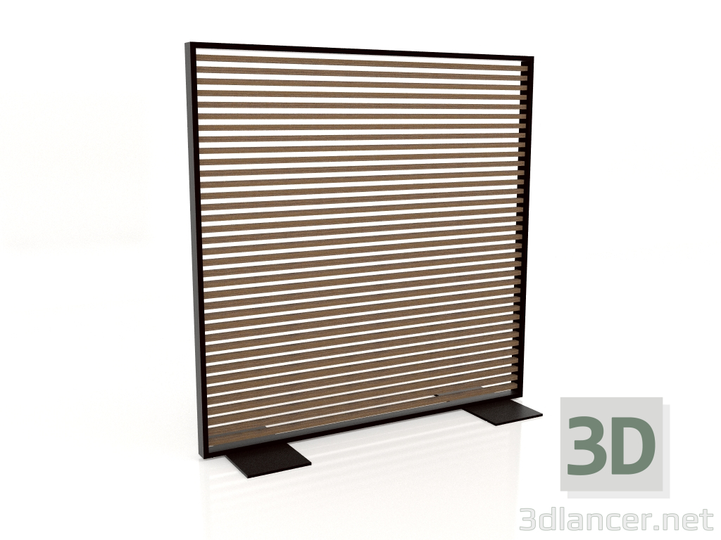 3D Modell Trennwand aus Kunstholz und Aluminium 150x150 (Teak, Schwarz) - Vorschau