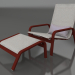 3d model Sillón con respaldo alto y puf (Rojo vino) - vista previa