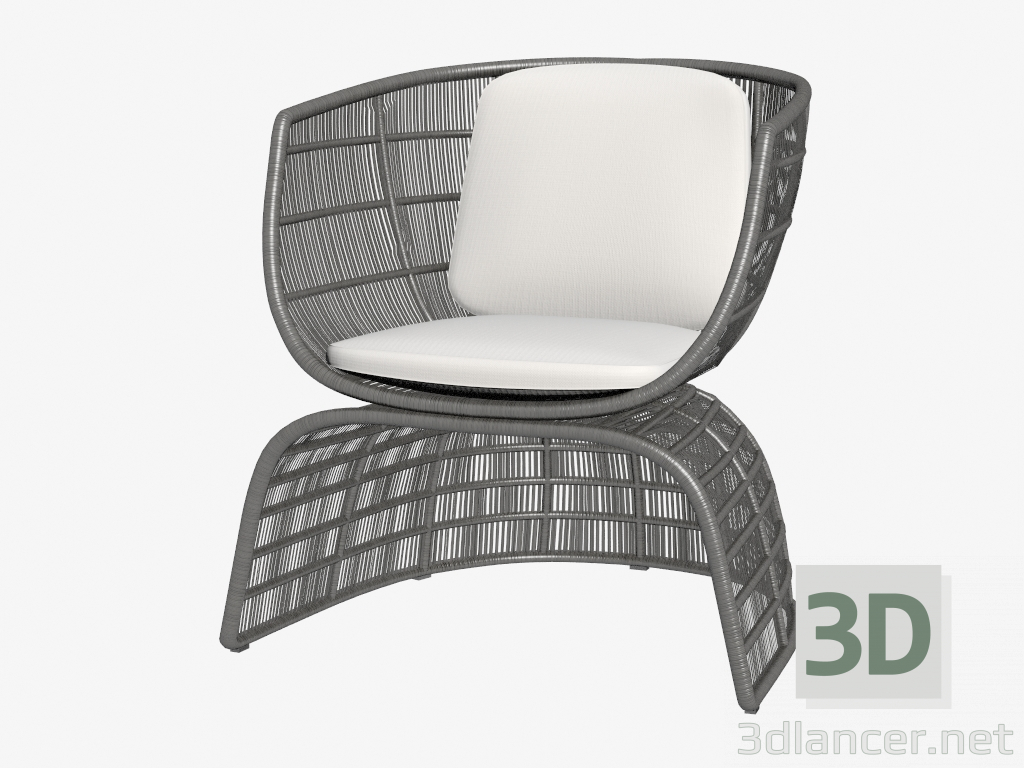 3d model Sillón con fondo de mimbre y almohadas - vista previa