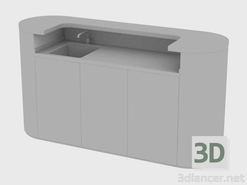 Modelo 3d Balcão de bar ALEXANDER BAR SMOOTH (200x60xH108) - preview