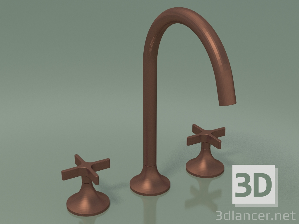 modello 3D Miscelatore con due maniglie e tre fori di montaggio (20713809-170010) - anteprima