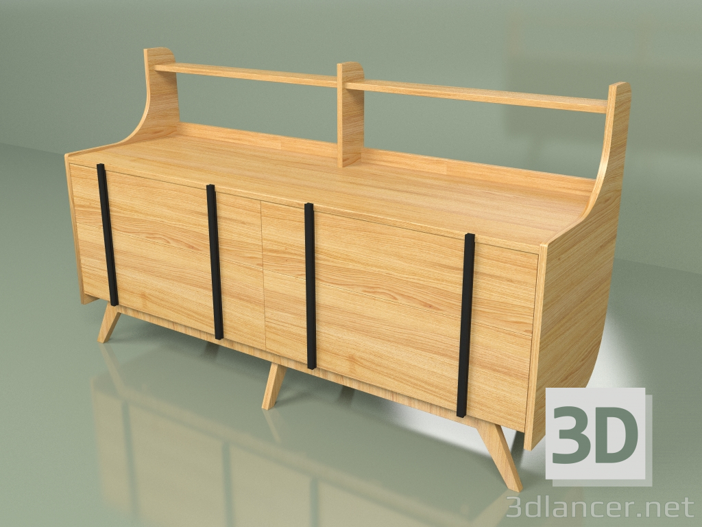 3d model Cajonera Woonted (negro) - vista previa