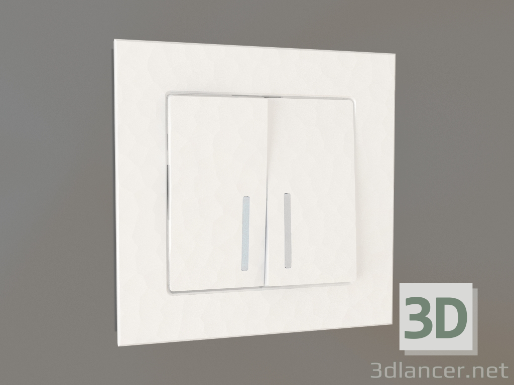 3d model Interruptor de dos elementos con retroiluminación (blanco martillo) - vista previa