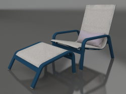 Sillón con respaldo alto y puf (Gris azul)