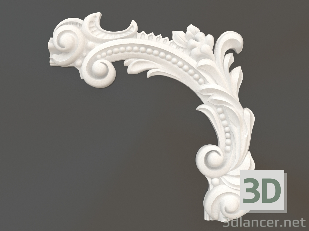 Modelo 3d Elemento de canto em gesso DELH 019-3B (314x307x35) - preview