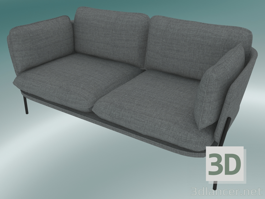 3D Modell Sofa Sofa (LN2, 84 x 168 H 75 cm, warme schwarze Beine, Hot Madison 724) - Vorschau