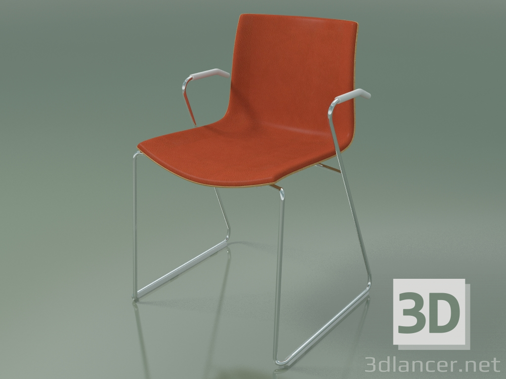 3D modeli Sandalye 0327 (kolçaklı raylarda, ön kaplamalı, doğal meşe) - önizleme