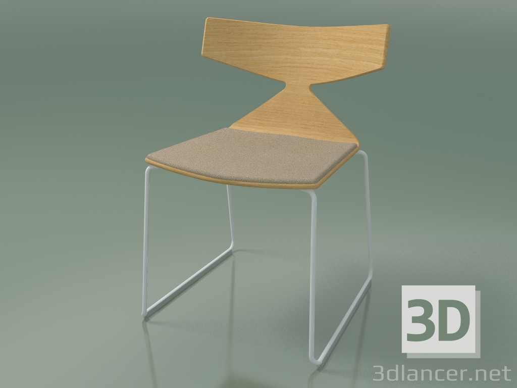 3d model Silla apilable 3711 (en trineo, con almohada, Roble natural, V12) - vista previa