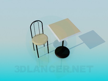 modèle 3D Table à thé avec chaise - preview