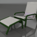 modèle 3D Chaise longue avec dossier haut et pouf (Vert bouteille) - preview