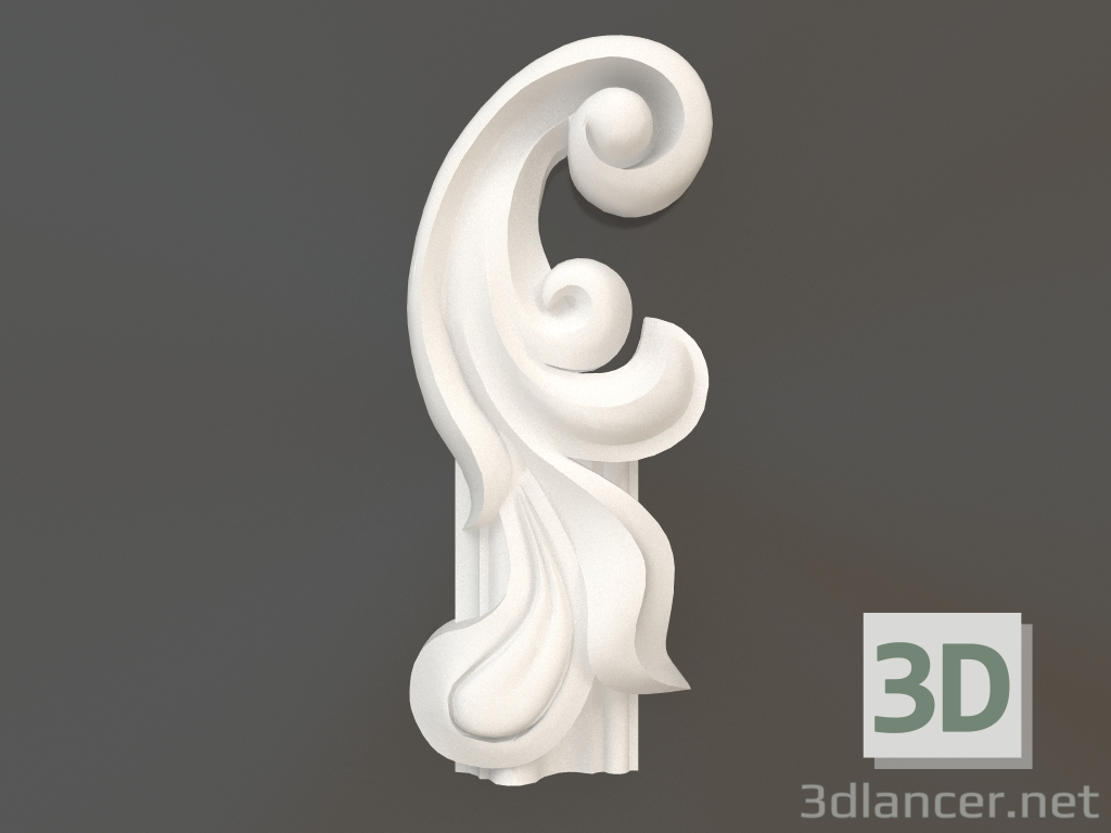 modèle 3D Elément d'angle en plâtre DELH 019-4A (166x68x30) - preview