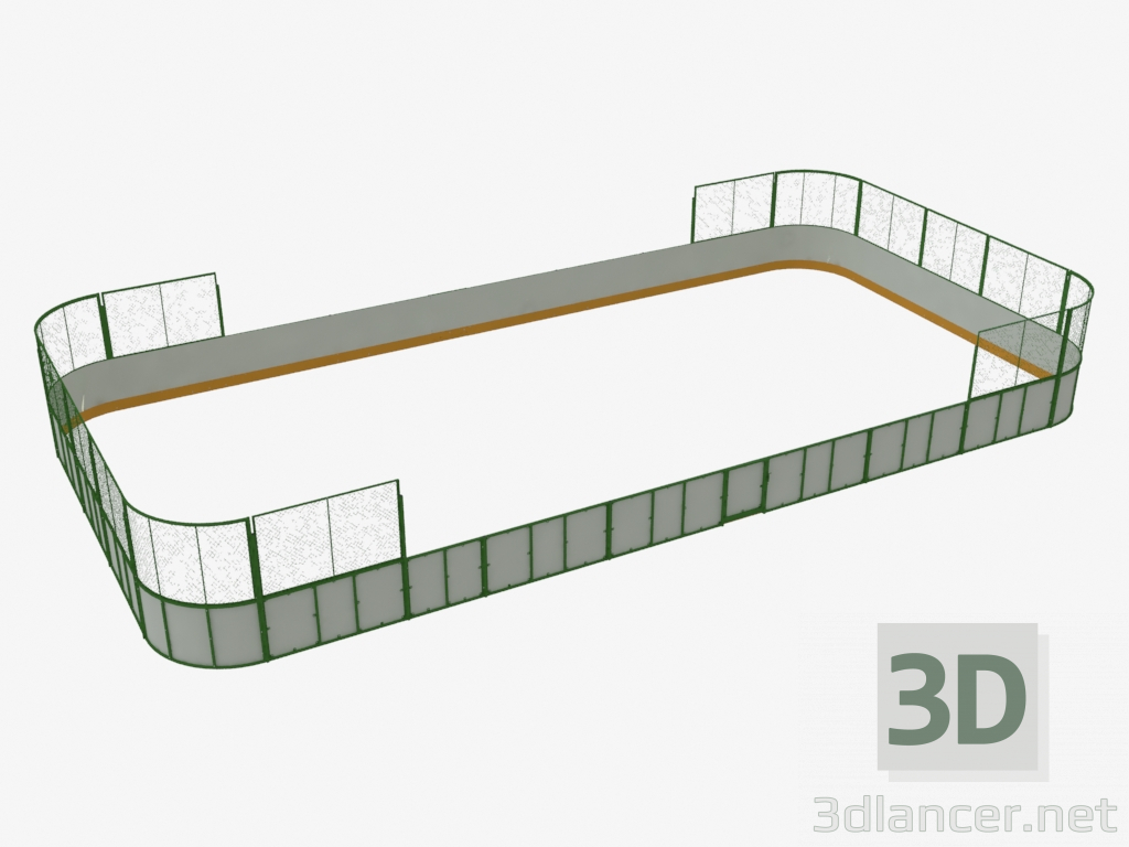 Modelo 3d Quadra de hóquei (plástico, malha por trás da baliza 20x10) (7933) - preview