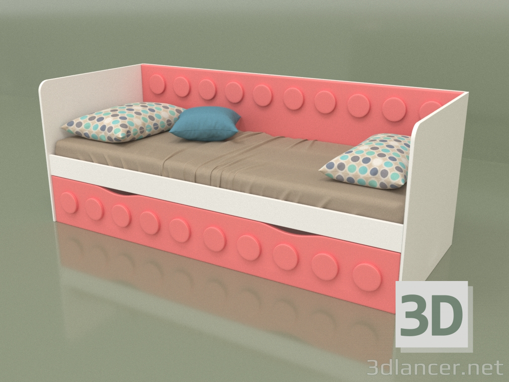 modello 3D Divano letto per adolescenti con 1 cassetto (Corallo) - anteprima