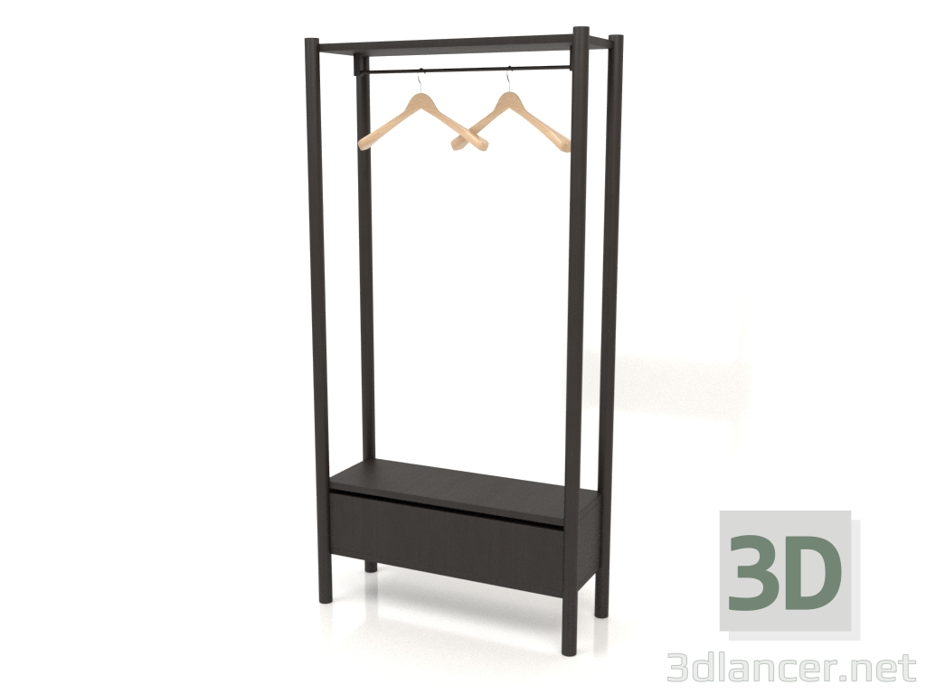 3d модель Вішалка в передпокій з тумбою (800х300х1600, wood brown dark) – превью