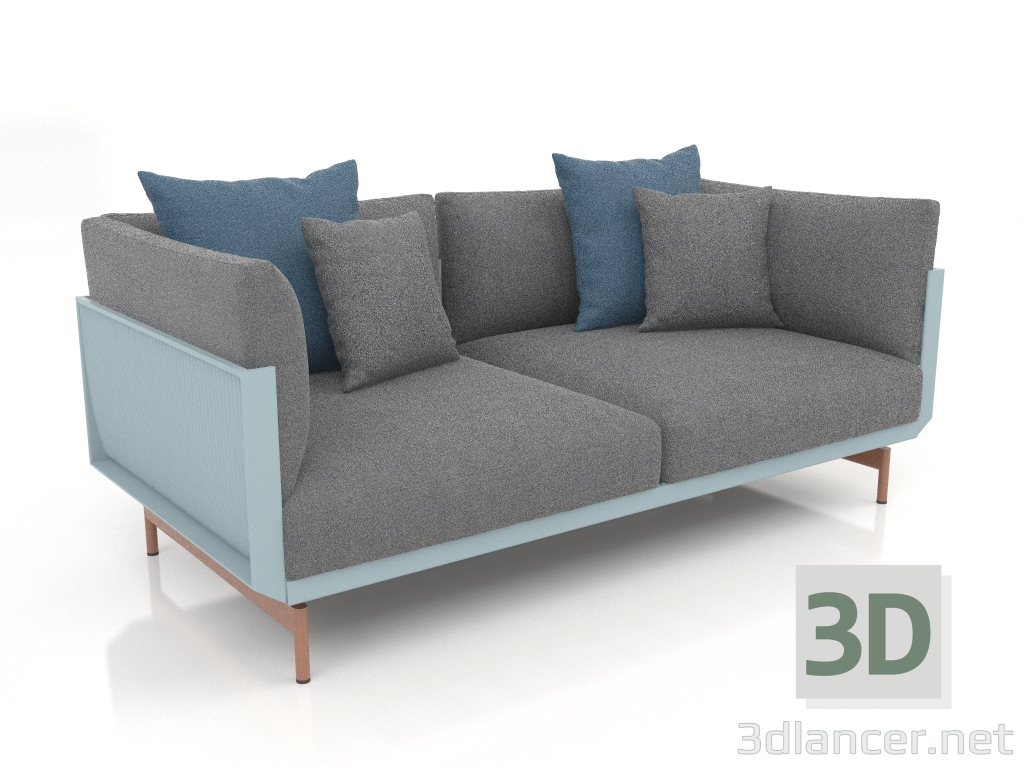 modello 3D Divano 2 posti (Grigio blu) - anteprima