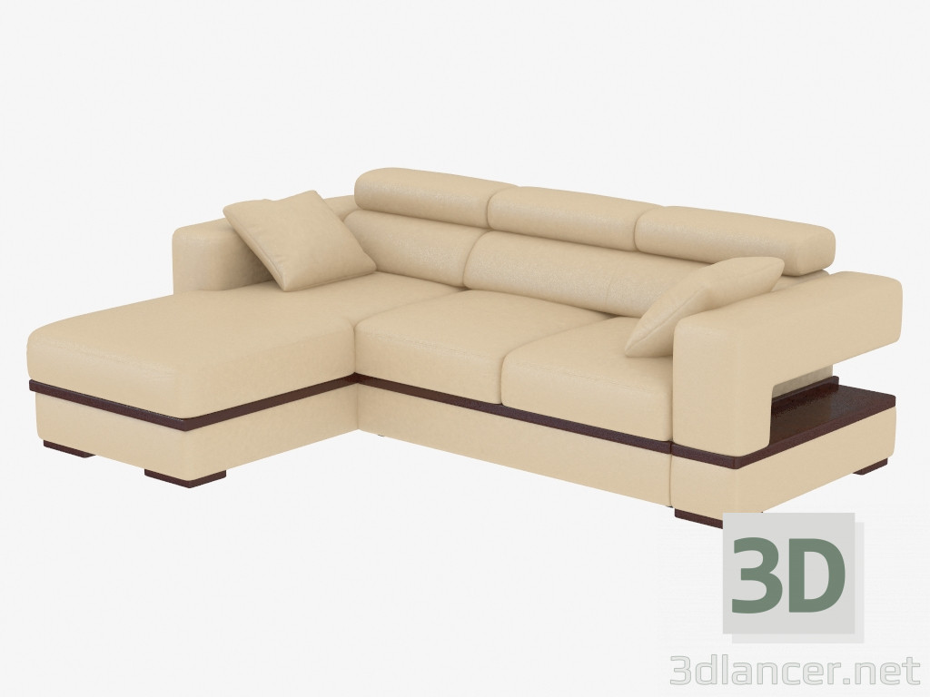 3D Modell Ecksofa aus Leder Schläfer - Vorschau