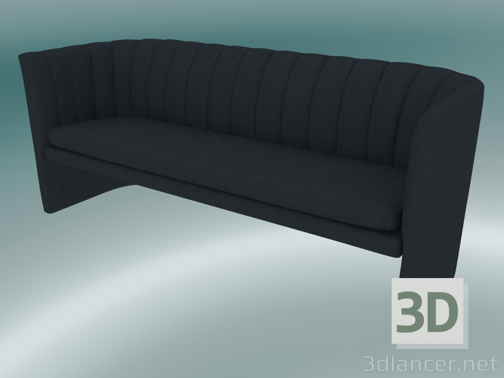 3d model Sofá triple mocasín (SC26, H 75cm, 185x65cm, Velvet 10 Twilight) - vista previa