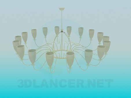 3d model Lámpara Chandelier con techos - vista previa