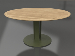 Table à manger Ø150 (Vert olive, bois Iroko)