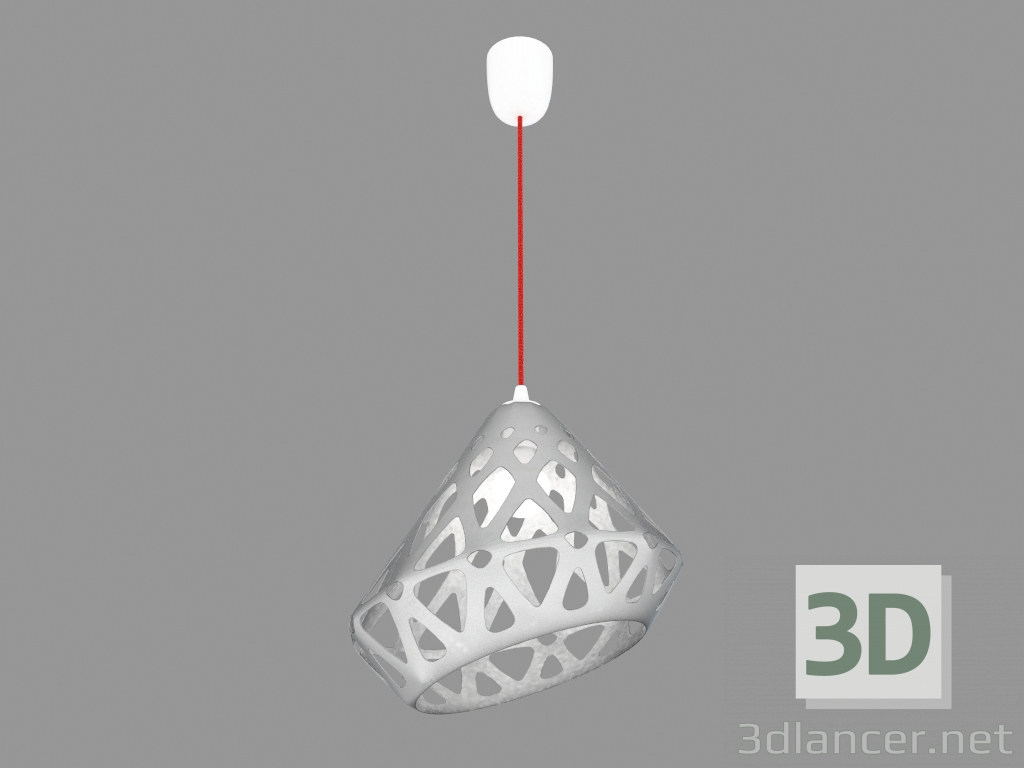 3d model Lámpara colgante (luz blanca de alambre rojo) - vista previa