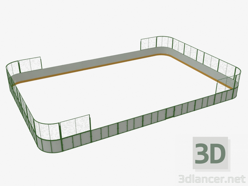 3d model Hockey court (plastic, mesh behind the goal 21x14) (7933) - preview