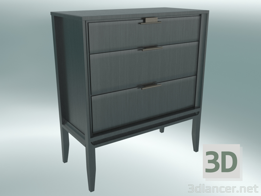 modello 3D Cassettiera con 3 cassetti (rovere grigio) - anteprima