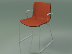 Silla 0327 (sobre rieles con reposabrazos, con moldura frontal, wengué)