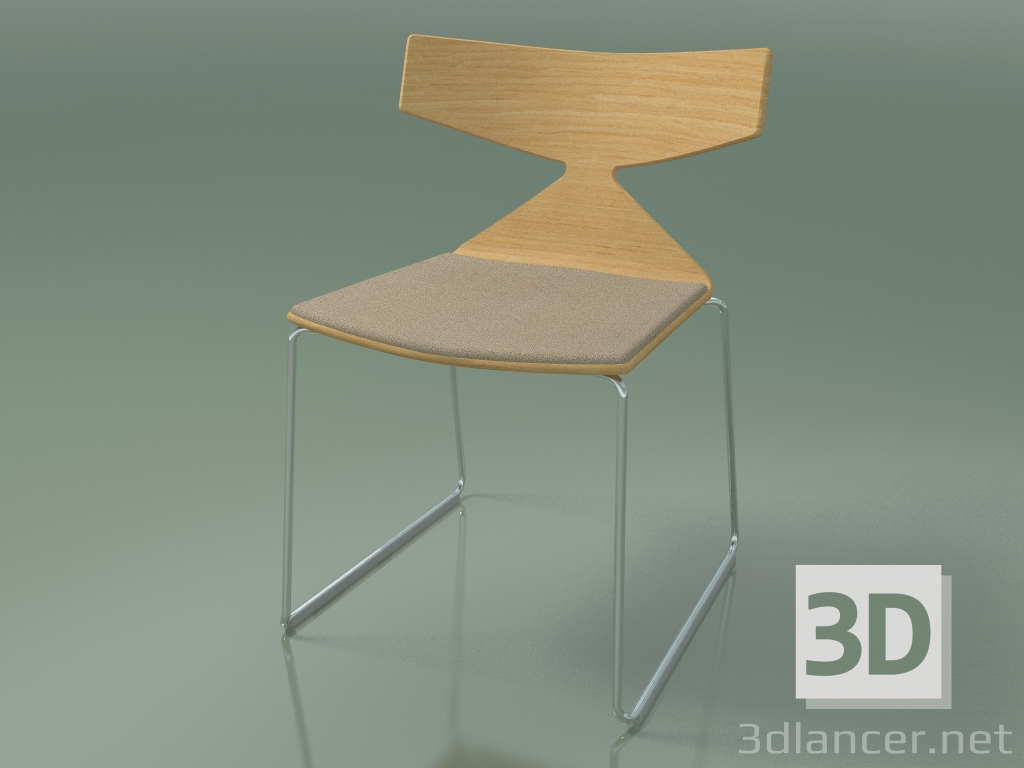 Modelo 3d Cadeira empilhável 3711 (em um trenó, com um travesseiro, em carvalho natural, CRO) - preview