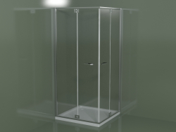 Cabine de douche sans cadre RA + RA avec porte battante pour receveurs d'angle