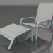 3d model Lounge chair with high back and pouf (Blue gray) - preview