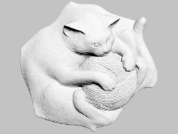 Decorative gypsum panel in the form of a cat with a ball Thomas