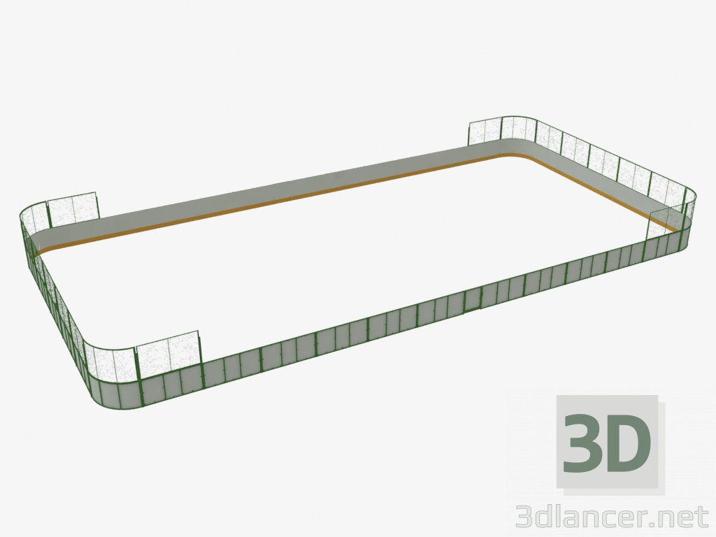 Modelo 3d Quadra de hóquei (plástica, rede por trás do gol 31x15) (7933) - preview