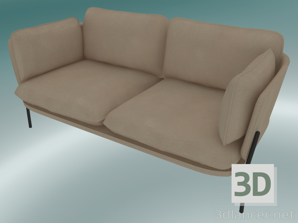 3d model Sofá Sofá (LN2, 84x168 A 75 cm, patas negras cálidas, cuero - anilina de seda) - vista previa