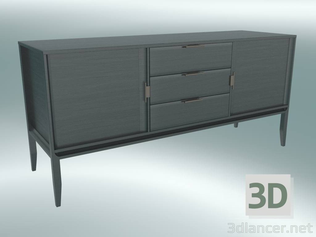 3D Modell Kommode mit 2 Fassaden und 3 Schubladen (Eiche grau) - Vorschau