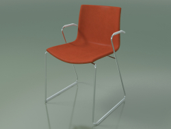 Silla 0327 (sobre rieles con reposabrazos, con moldura frontal, efecto teca)