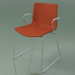 3d model Silla 0327 (sobre rieles con reposabrazos, con moldura frontal, efecto teca) - vista previa