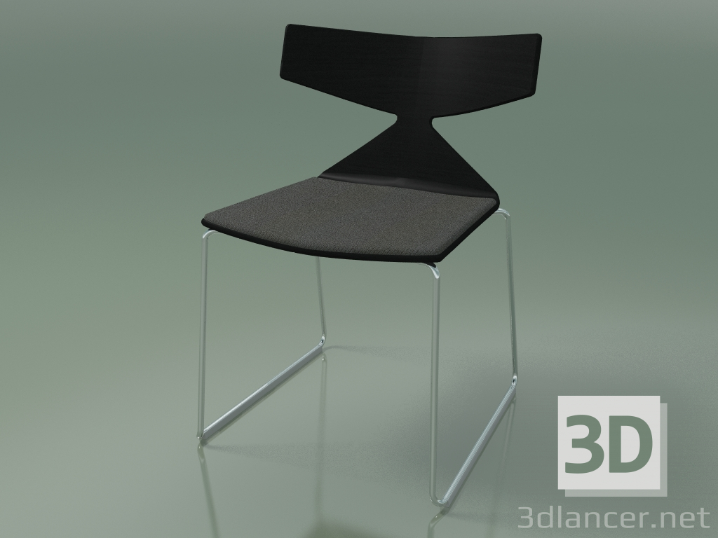 3d model Silla apilable 3711 (en trineo, con almohada, Negro, CRO) - vista previa